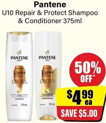 Chemist Discount Centre Pantene U10 Repair & Protect Shampoo & Conditioner 375ml offer