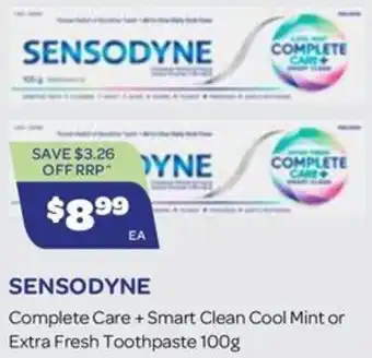 SENSODYNE Complete Care + Smart Clean Cool Mint or Extra Fresh Toothpaste 100g