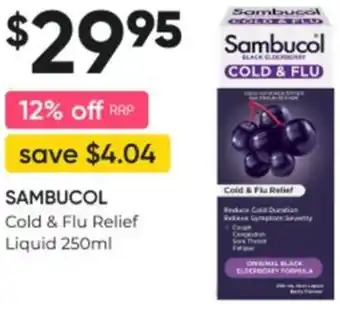 Super Pharmacy SAMBUCOL Cold & Flu Relief Liquid 250ml offer