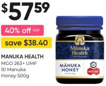 Super Pharmacy MANUKA HEALTH MGO 263+ UMF 10 Manuka Honey 500g offer