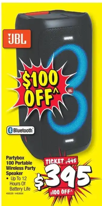 JB Hi-Fi JBL Partybox 100 Portable Wireless Party Speaker offer