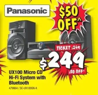 JB Hi-Fi Panasonic UX100 Micro CD Hi-Fi System With Bluetooth offer