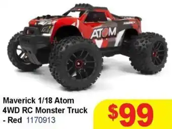Maverick 1/18 Atom 4WD RC Monster Truck - Red