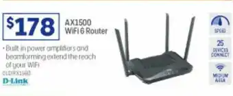 Officeworks D-Link AX1500 Wifi 6 Router offer