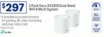 Officeworks Tp-Link 2 Pack Deco AX1800 Dual-Band Wifi 6 Mesh System offer