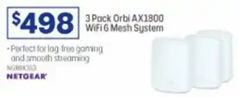 Officeworks Netgear 3 Pack Orbi AX1800 Wifi 6 Mesh System offer