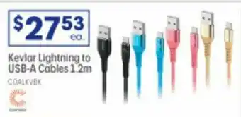 Officeworks Kevlar Lightning to USB-A Cables 1.2m offer