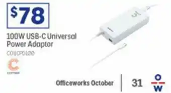 Officeworks 100W USB-C Universal Power Adaptor offer