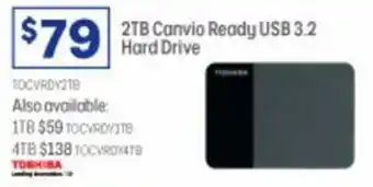 Officeworks Toshiba 2TB Canvio Ready USB 3.2 Hard Drive offer