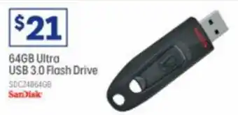 Officeworks SanDisk 64GB Ultra USB 3.0 Flash Drive offer