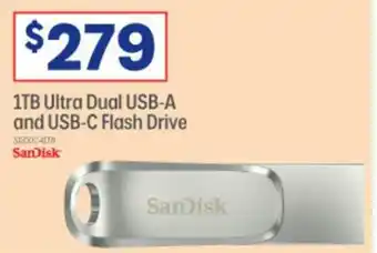 Officeworks SanDisk 1TB Ultra Dual USB-A and USB-C Flash Drive offer