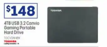 Officeworks Toshiba 4TB USB 3.2 Canvio Gaming Portable Hard Drive offer