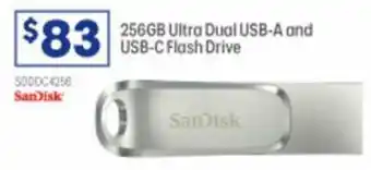 Officeworks SanDisk 256GB Ultra Dual USB-A and USB-C Flash Drive offer