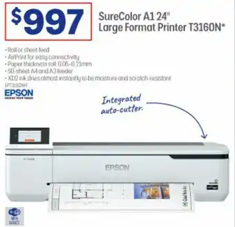 Officeworks Epson SureColor A1 24" Large Format Printer T3160N offer