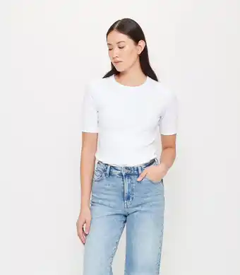 Australian Cotton Rib Layer T-Shirt - Brilliant White