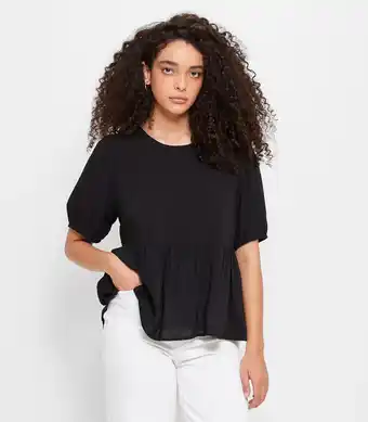 Target Puff Sleeve Peplum Tiered Blouse - Black offer