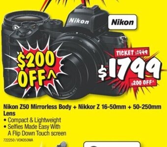 NIKON Z50 Mirrorless Body + Nikkor Z 16-50mm + 50-250mm Lens
