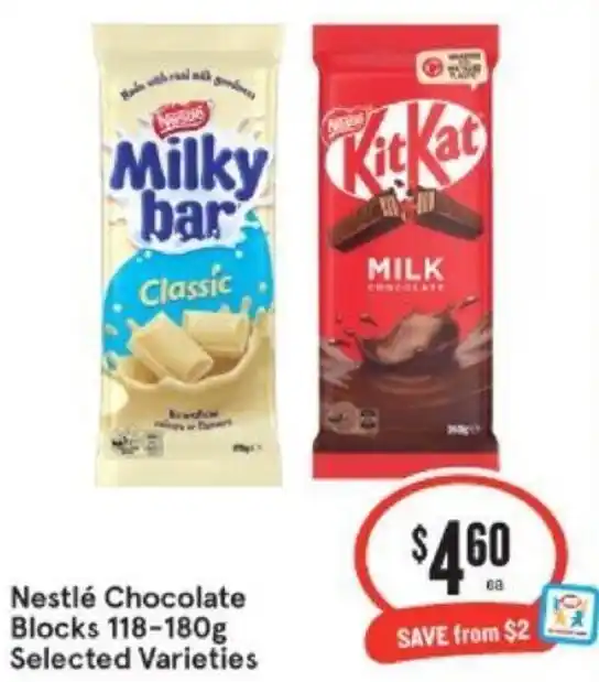 Nestlé Chocolate Blocks 118-180g offer at IGA Xpress