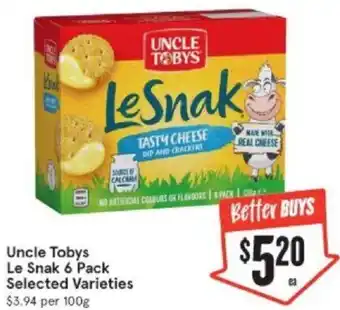 IGA Xpress Uncle Tobys Le Snak 6 Pack offer