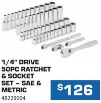 Burson Auto Parts 1/4" DRIVE 50PC RATCHET & SOCKET SET - SAE & METRIC offer