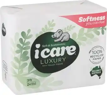 IGA icare Luxury 100% Recycled Paper Toilet Tissue 24 Pack offer