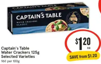 IGA Captain's Table Water Crackers 125g offer