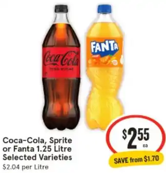 IGA Coca-Cola, Sprite or Fanta 1.25 Litre offer