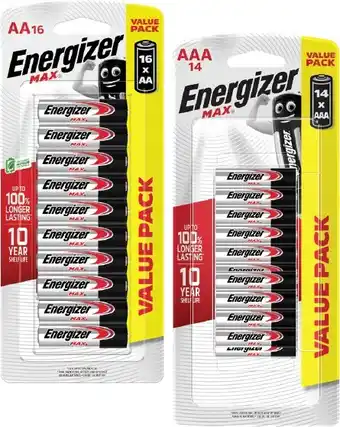 IGA Energizer Max AA 16 Pack or AAA 14 Pack Batteries offer