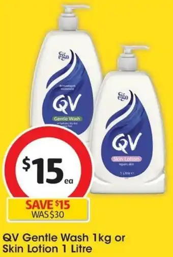 Coles QV Gentle Wash 1kg or Skin Lotion 1 Litre offer
