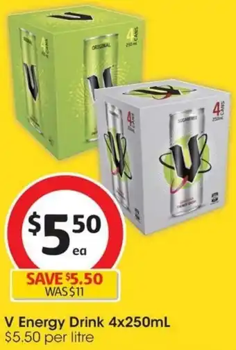 Coles V Energy Drink 4x250mL offer