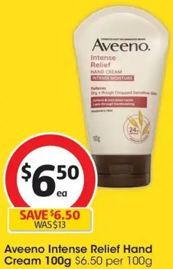 Coles Aveeno Intense Relief Hand Cream 100g offer