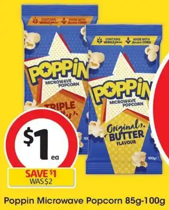 Coles Poppin Microwave Popcorn 85g-100g offer