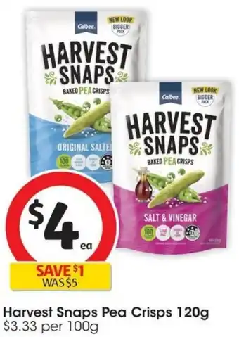 Coles Harvest Snaps Pea Crisps 120g offer