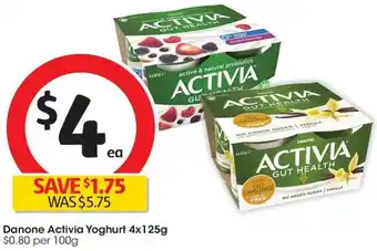 Coles Danone Activia Yoghurt 4x125g offer