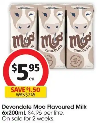 Coles Devondale Moo Flavoured Milk 6x200mL offer