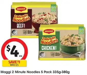 Coles Maggi 2 Minute Noodles 5 Pack 335g-380g offer