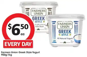 Coles Farmers Union Greek Style Yogurt 950g-1kg offer