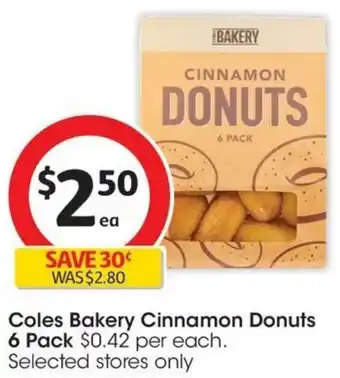 Coles Coles Bakery Cinnamon Donuts 6 Pack offer