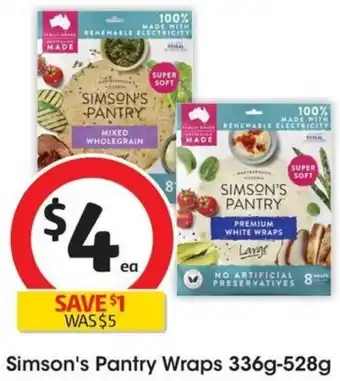 Coles Simson's Pantry Wraps 336g-528g offer
