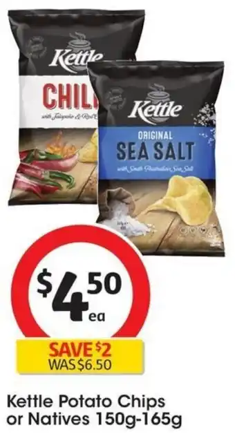 Coles Kettle Potato Chips or Natives 150g-165g offer