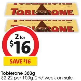 Coles Toblerone 360g offer