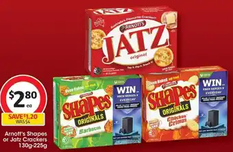 Coles Arnott's Shapes or Jatz Crackers 130g-225g offer