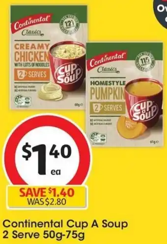 Coles Continental Cup A Soup 2 Serve 50g-75g offer