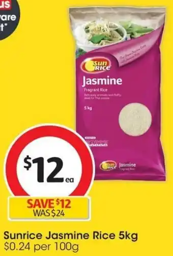 Coles Sunrice Jasmine Rice 5kg offer