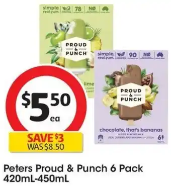 Coles Peters Proud & Punch 6 Pack 420mL-450mL offer