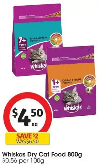 Coles Whiskas Dry Cat Food 800g offer