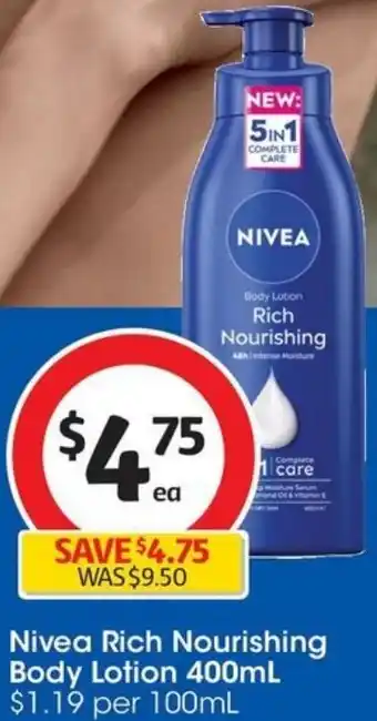 Coles Nivea Rich Nourishing Body Lotion 400mL offer