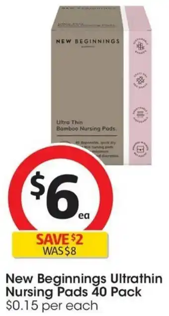 Coles New Beginnings Ultrathin Nursing Pads 40 Pack offer