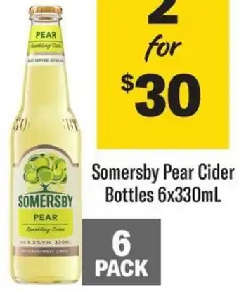 Coles Somersby Pear Cider Bottles 6x330mL offer