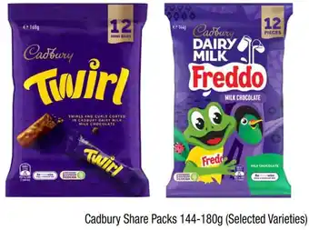 Farmer Jack's Cadbury Share Packs 144-180g offer